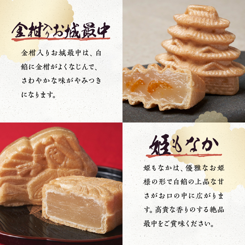 最中ざんまい14個入り(お城最中7個・姫最中3個・金柑入りお城最中4個）