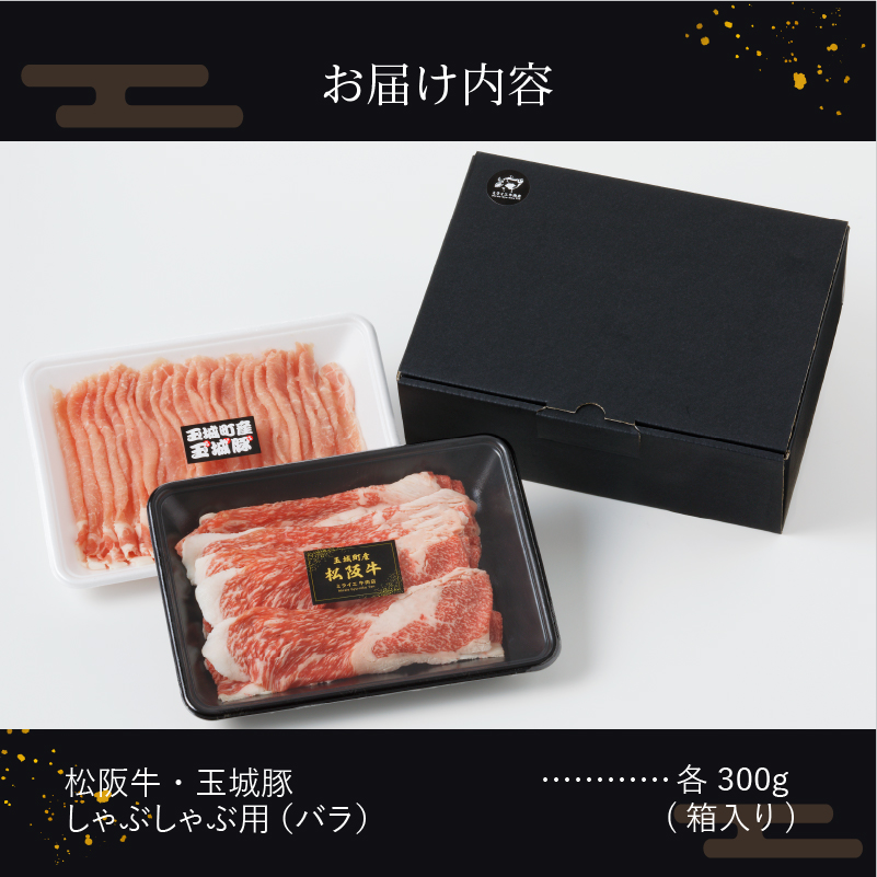 玉城町産 松阪牛・玉城豚 しゃぶしゃぶ用 (バラ) 600g