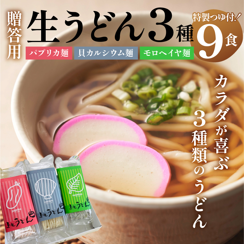 贈答用オリジナル箱入り 3種の生うどん 9食(3食入り×3箱)