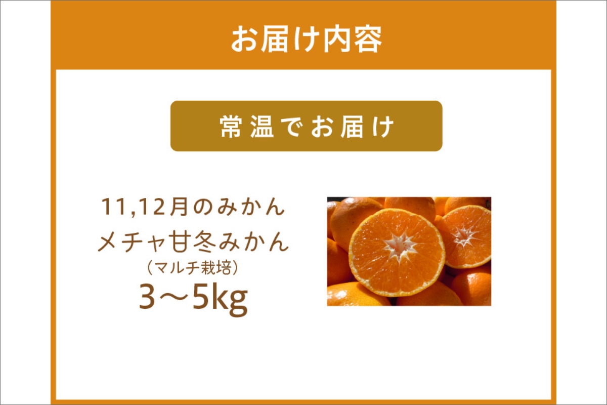 11月12月の御浜柑橘　メチャ甘冬みかん3～5キロ