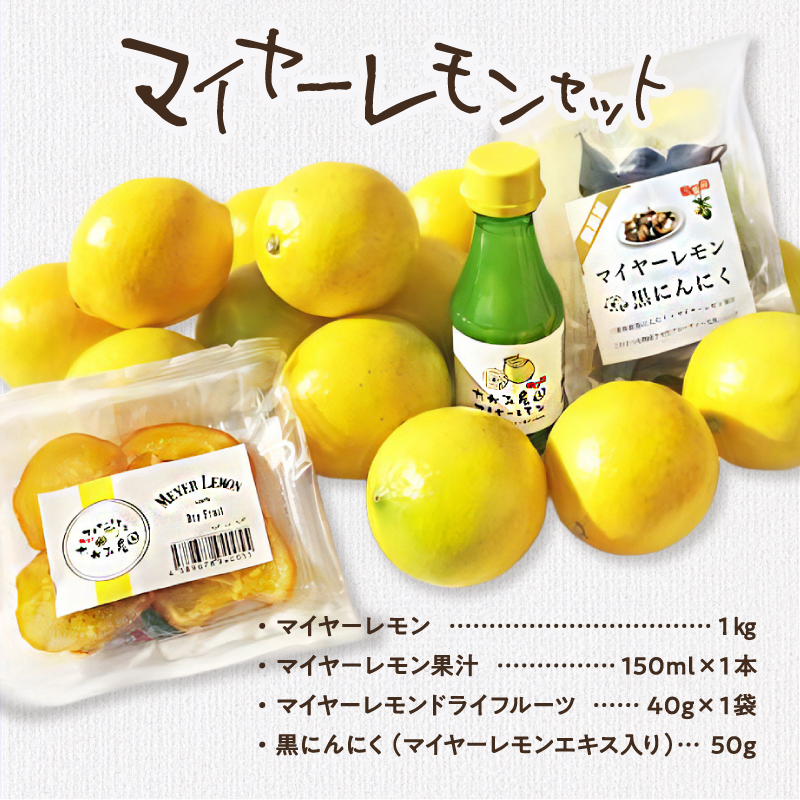 たかみ農園マイヤーレモンセット【希少 国産 レモン マイヤーレモン ドライフルーツ 黒にんにく レモン果汁 セット 詰め合わせ 三重県 御浜町】