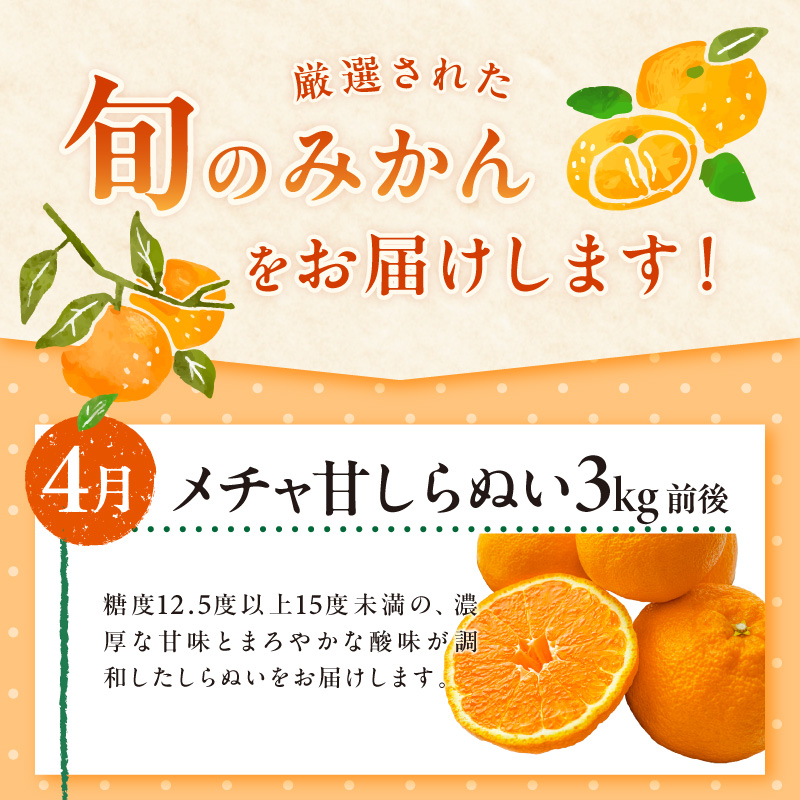 御浜柑橘の旬みかん又はジュースを毎月発送（10回）【果物 フルーツ みかん 定期便 定期 10回 オレンジ オレンジジュース みかんジュース 光センサー 三重県 御浜町】