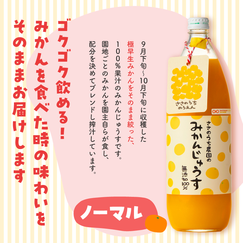 ささのうち農園の みかんじゅうす 3本セット【 100％ストレートみかんジュース 柑橘飲料 化粧箱入り 果物 みかん ギフト ささのうち農園 三重県 御浜町 】