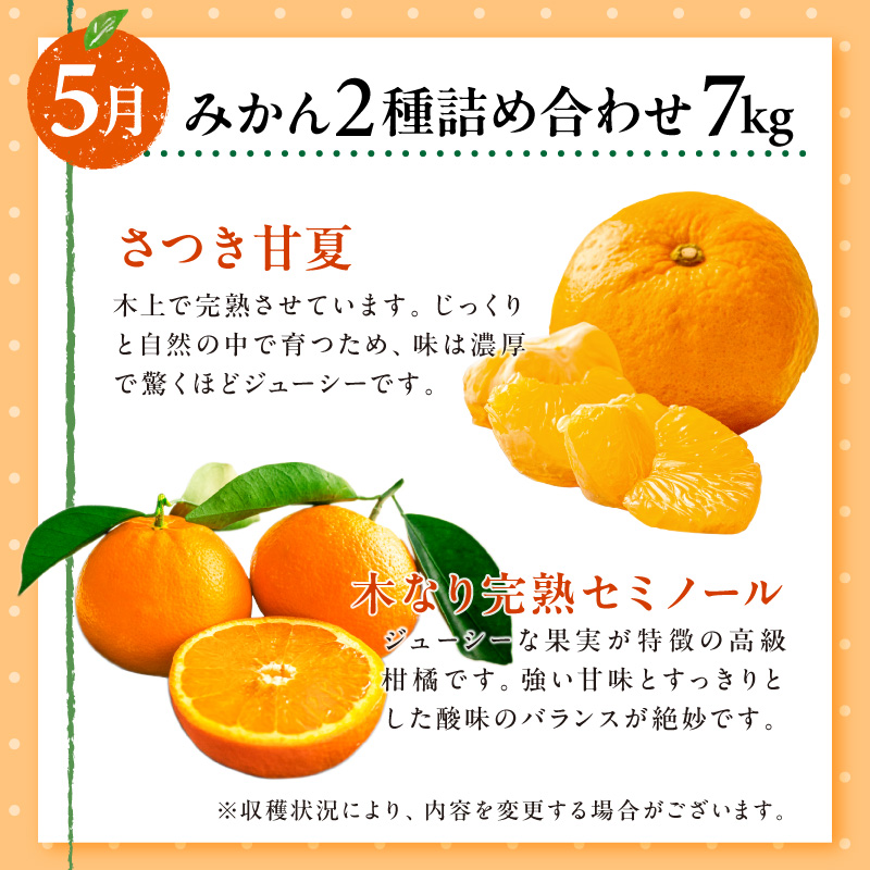 御浜柑橘の旬のみかん又はジュースを毎月発送(全5回)【果物 フルーツ みかん 定期便 定期 5回 オレンジ オレンジジュース みかんジュース 三重県 御浜町】