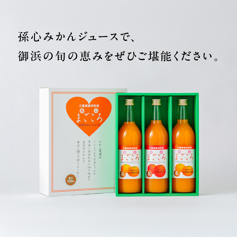 御浜柑橘の孫心みかんジュース【果物 フルーツ みかん みかんジュース オレンジジュース ジュース セット 詰め合わせ 3本 まごころ 三重県 御浜町】
