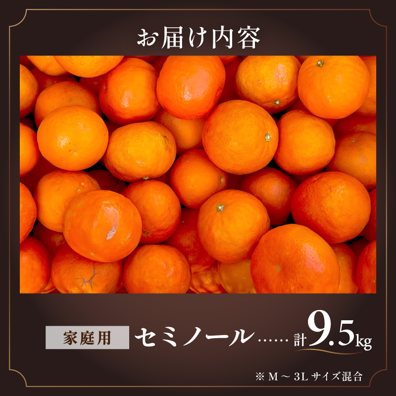 【2027年発送先行予約品】ジューシーさダントツ！ミカファームのセミノール9.5キロ(家庭用)【数量限定 果物 フルーツ みかん セミノール デザート 9.5kg 家庭用 三重県 御浜町】
