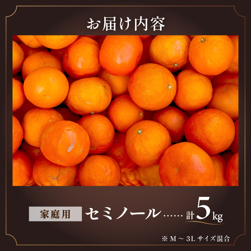 【2026年発送 先行予約品】ジューシーさダントツ！ミカファームのセミノール5キロ(家庭用)【数量限定 果物 フルーツ みかん セミノール デザート 5kg 家庭用 三重県 御浜町】