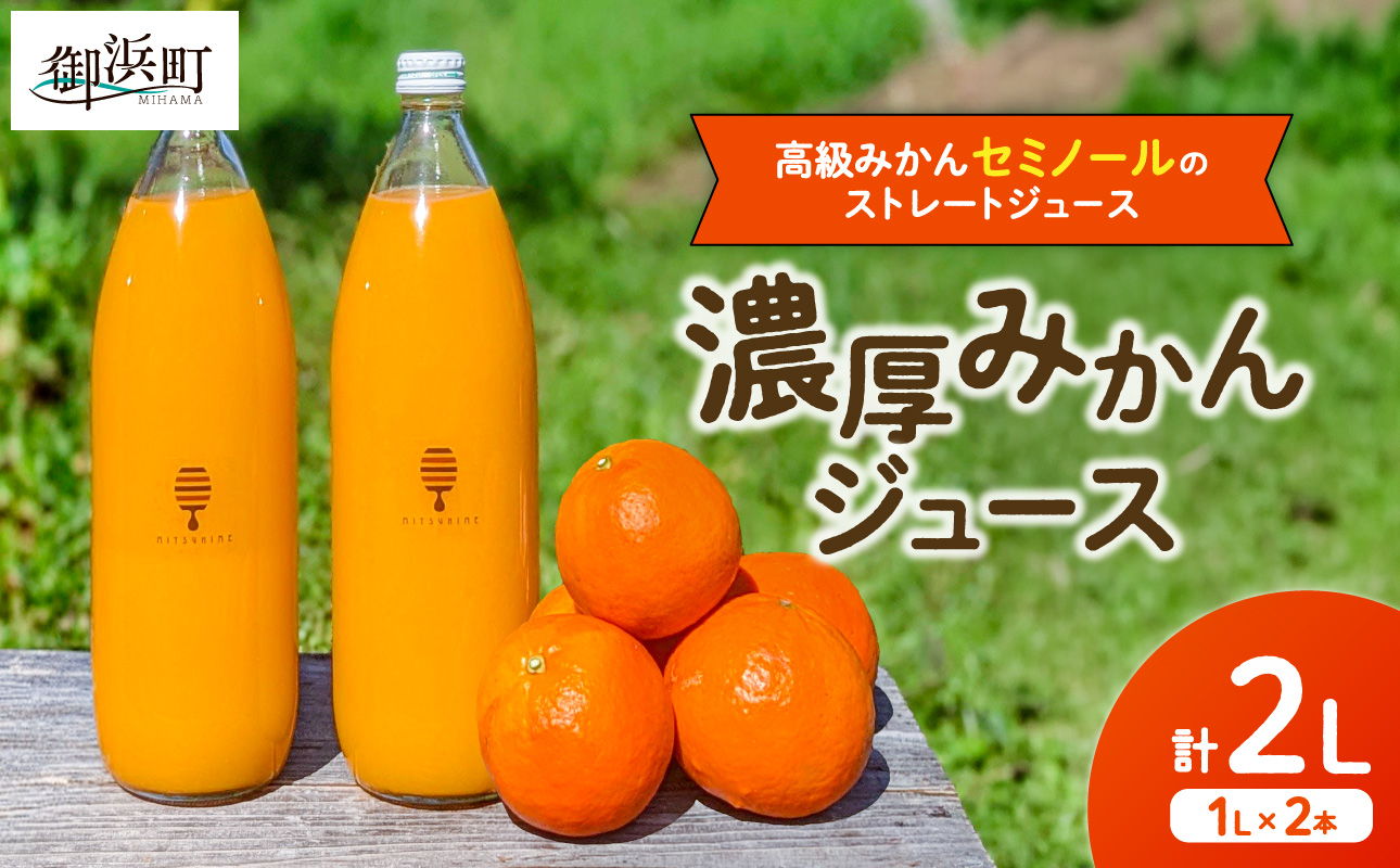 熊養蜂の濃厚高級セミノールジュース2本【 1L×2本 飲料 100％ストレート セミノール ドリンク みかんジュース オレンジジュース 三重県 御浜町】