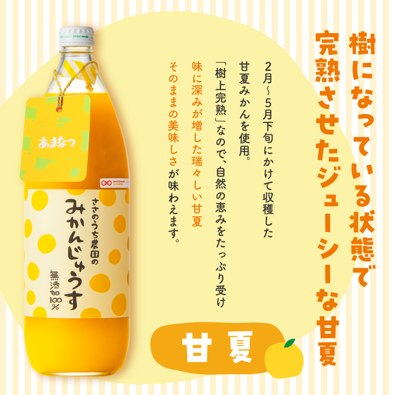 ささのうち農園の みかんじゅうす 3本セット【 100％ストレートみかんジュース 柑橘飲料 化粧箱入り 果物 みかん ギフト ささのうち農園 三重県 御浜町 】