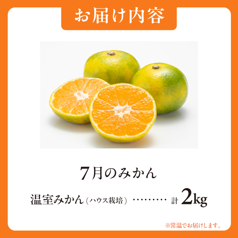 7月の御浜柑橘 温室みかん 2キロ【先行予約 期間限定 果物 フルーツ みかん 温室みかん 2kg 三重県 御浜町】
