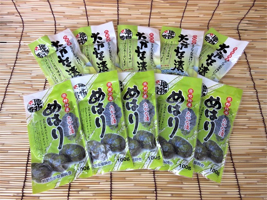 【先行予約】 12月下旬発送 熊野特産　たかな漬「めはり」100ｇ×10袋　きざみ用100g×10袋