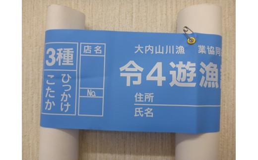 鮎　遊漁券　年券　3種／大内山川漁業協同組合　釣り　ひっかけ　こたか　川釣り　アウトドア　大紀ブランド　三重県　大紀町